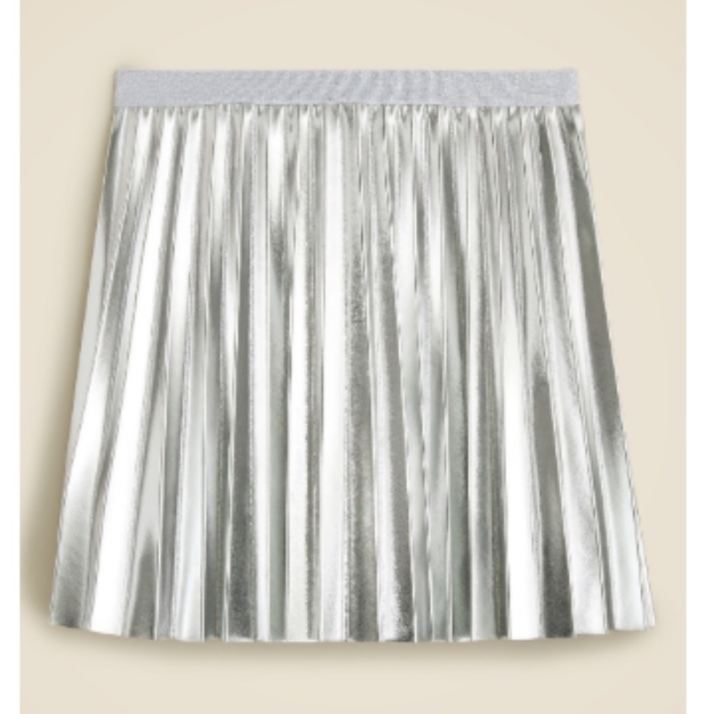 J. Crew Crewcuts Pleated pull on skirt in metallic Color: METALLIC SILVER